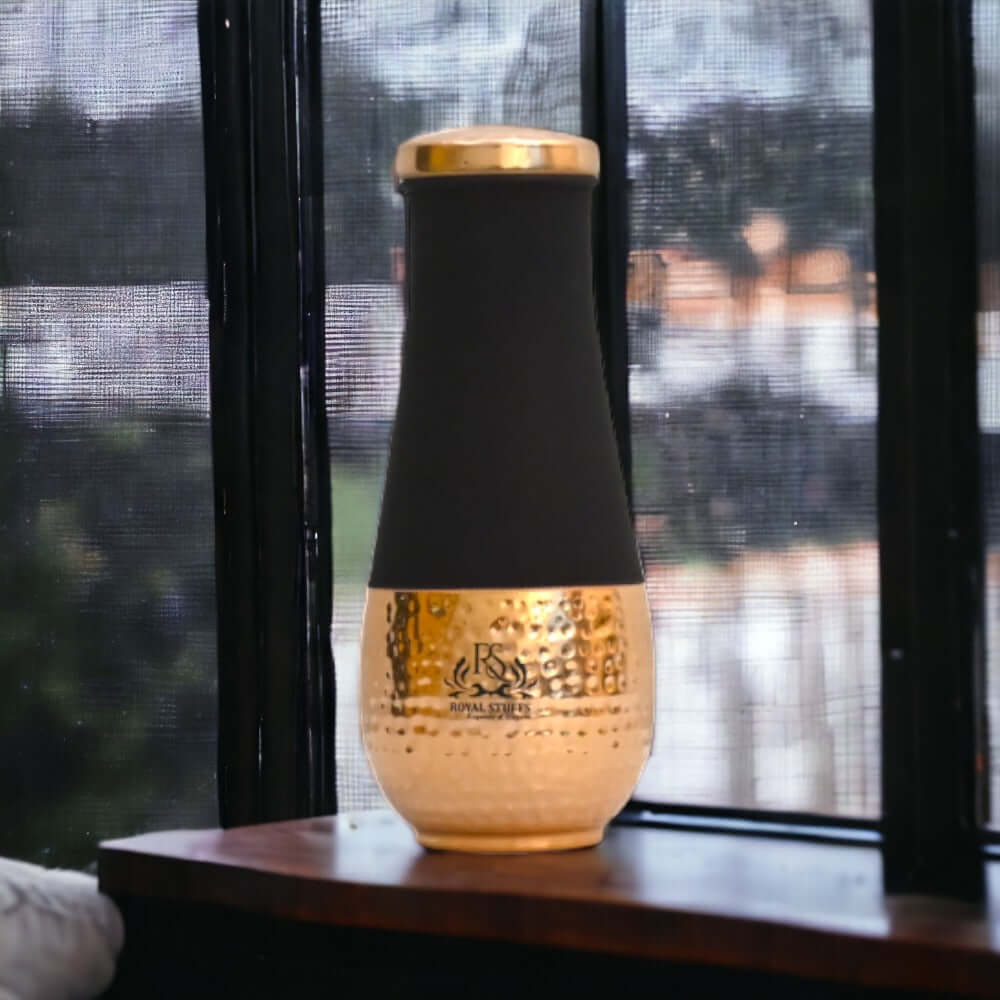 1600 ml Pure Copper Surahi Bedside Carafe with Inbuilt Glass for Healthy Drinking and Daily Hydration