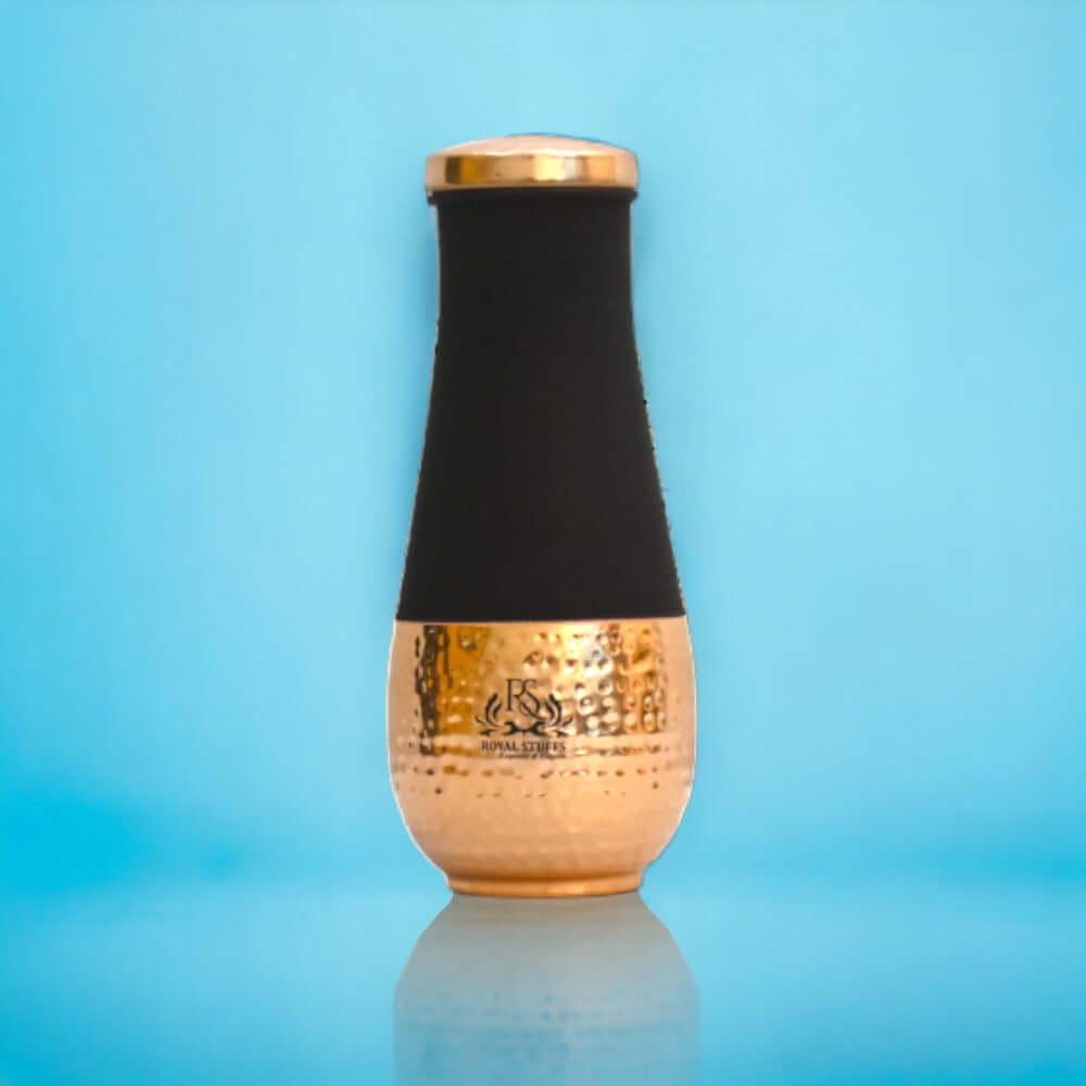 Pure Copper Surahi Bedside Carafe with Inbuilt Glass 1600 ml for Water Storage and Healthy Drinking