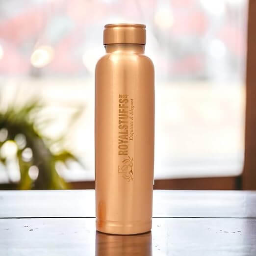 ROYALSTUFFS Pure copper Drinkware Water Dispenser Hammered Finish- Ayurveda Health Healing 8 Liter Storage Container Tank with Set of 2 Tumbler Glasses and 1 copper Bottle - Royalstuffs.com