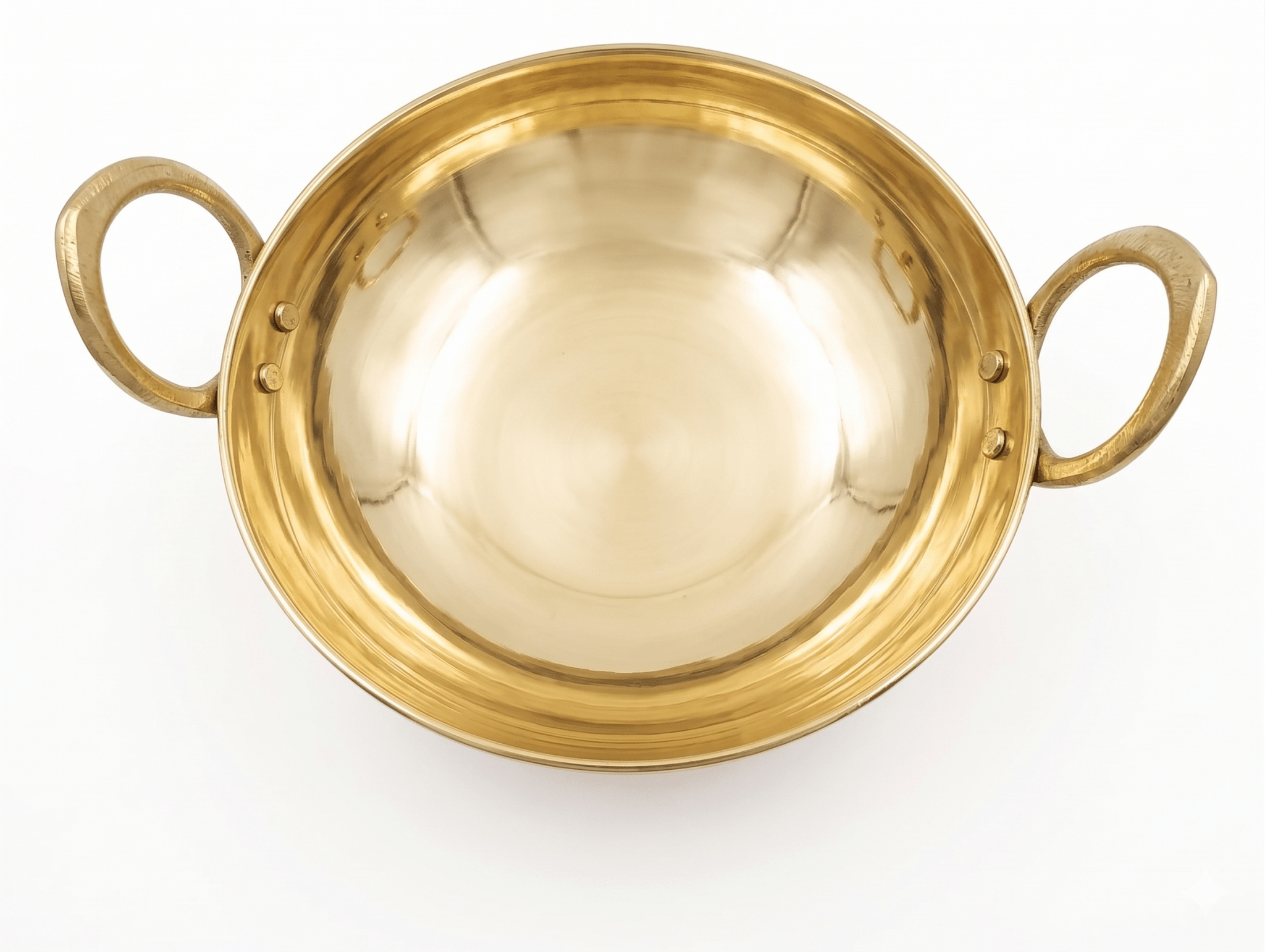 RoyalStuffs Pure Kansa Kadai with Broad Handles – Handmade Bronze Kadhai for Traditional Cooking (80:20 Certified Bronze) - Royalstuffs.com