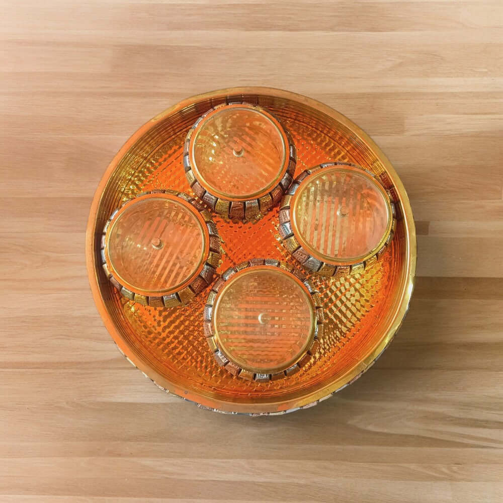 ROYALSTUFFS Round Dry Fruit Box, 4 Bowl Set, Chocolates Box Multicolored - Royalstuffs.com