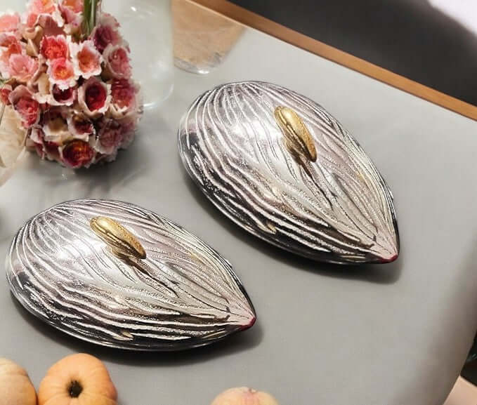 RoyalStuffs Set of 2 Handcrafted Almond Aluminum Dry Fruit Boxes - Royalstuffs.com