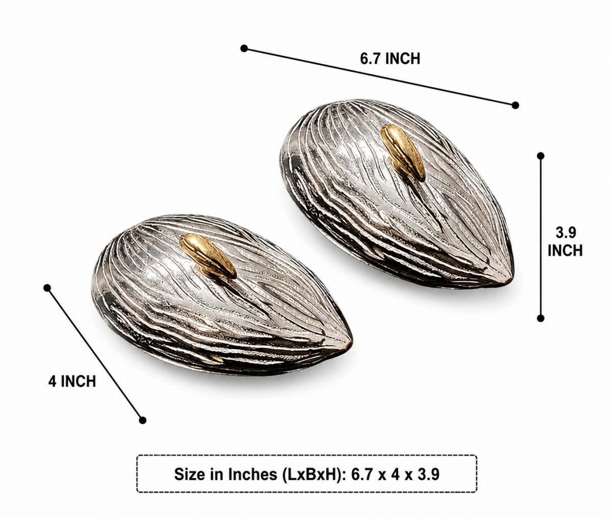 RoyalStuffs Set of 2 Handcrafted Almond Aluminum Dry Fruit Boxes - Royalstuffs.com