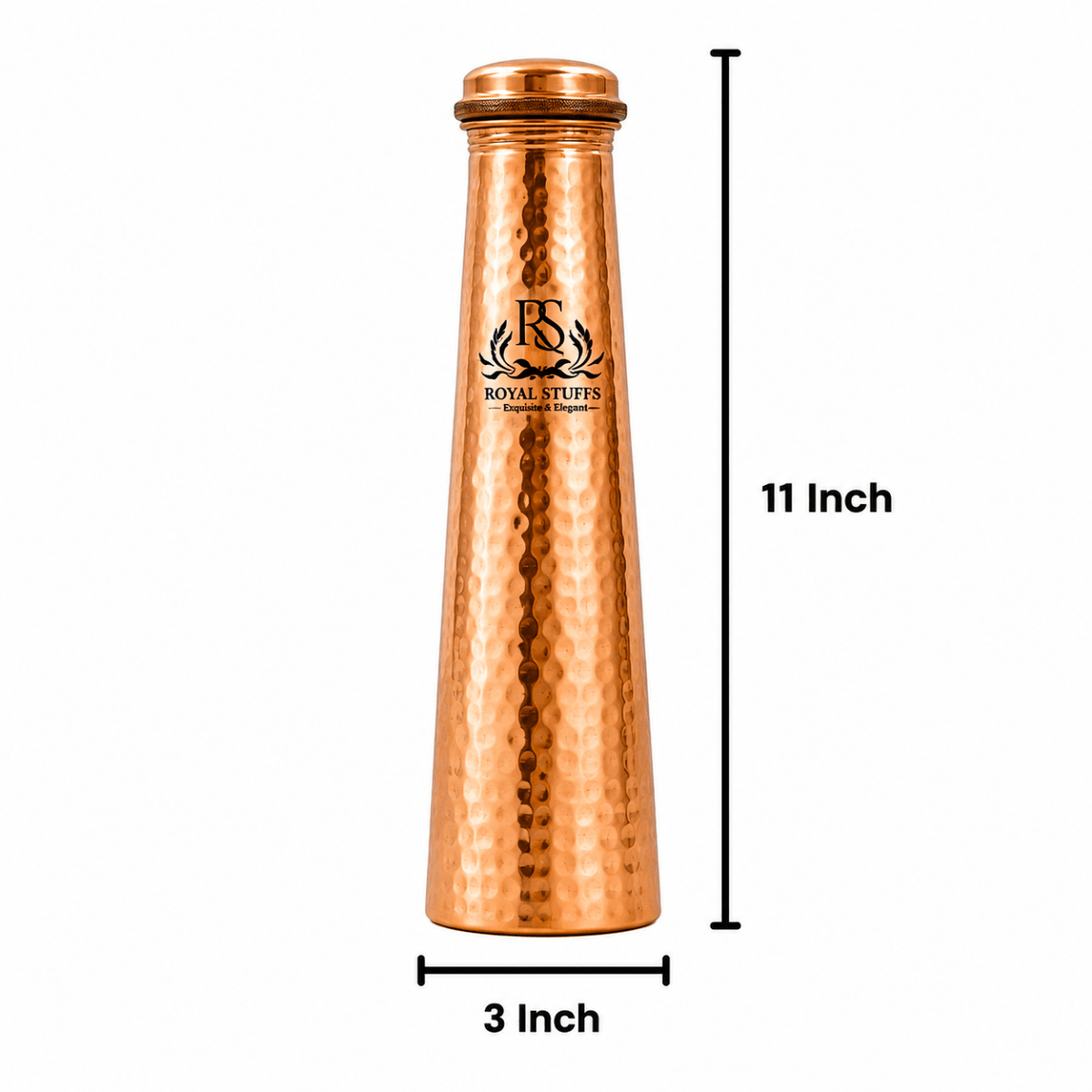 ROYALSTUFFS Tower Shape Copper Water Bottles and Tumbler Glasses | Combo Set of 4 Pcs of Drinkware Vessel || Handcrafted Ayurvedic || Leak Proof Lid – Smooth Finish 750 ML - Royalstuffs.com