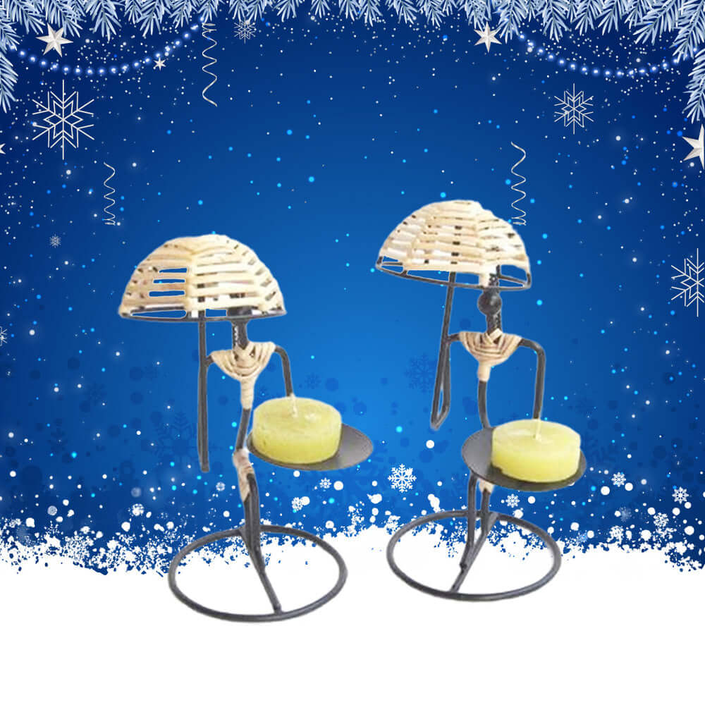 ROYALSTUFFS Umbrella Lady Tealight Holders (Set of 2) - Royalstuffs.com