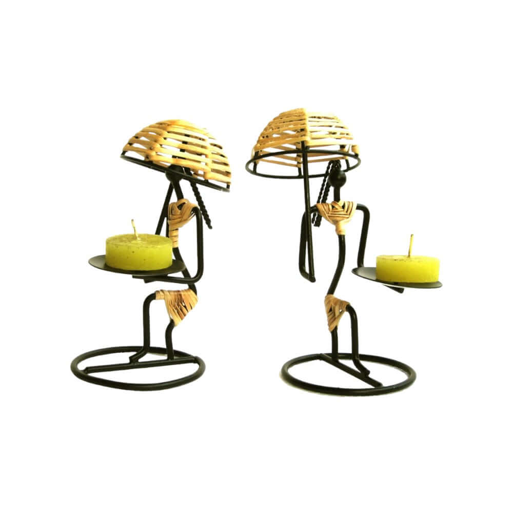 ROYALSTUFFS Umbrella Lady Tealight Holders (Set of 2) - Royalstuffs.com