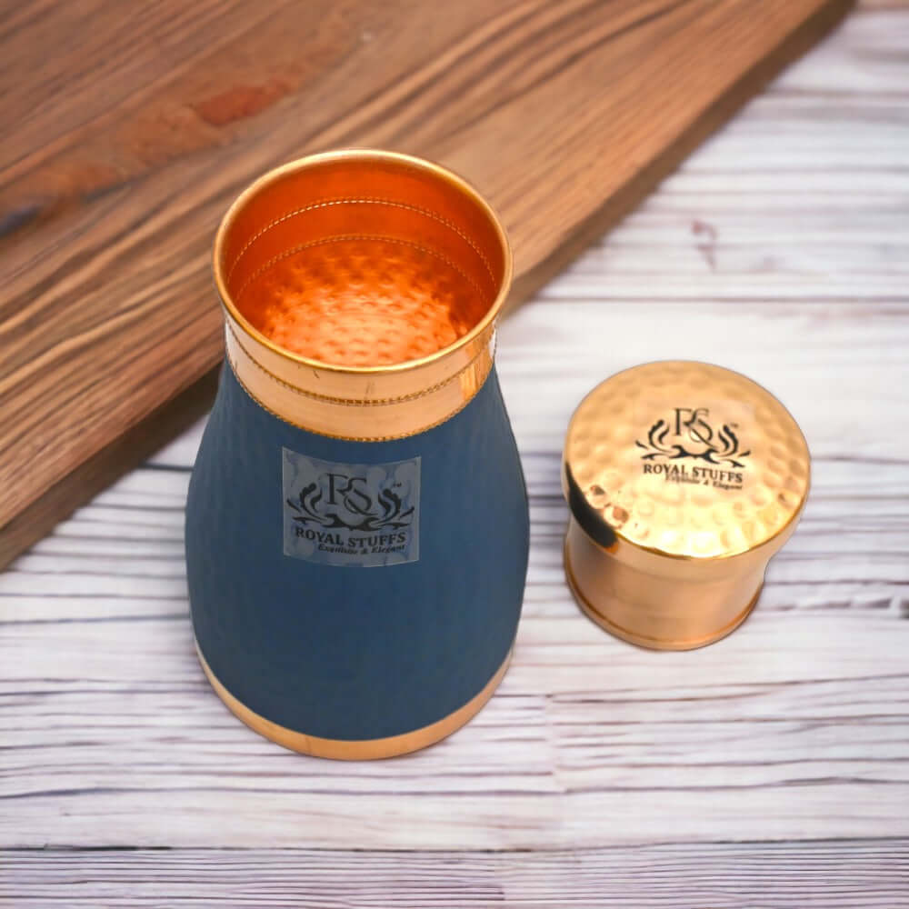 ROYALSTUFFS Water Bottle | Carafe Bottle in Hammered Blue Color 1000 ml Bottle - Royalstuffs.com