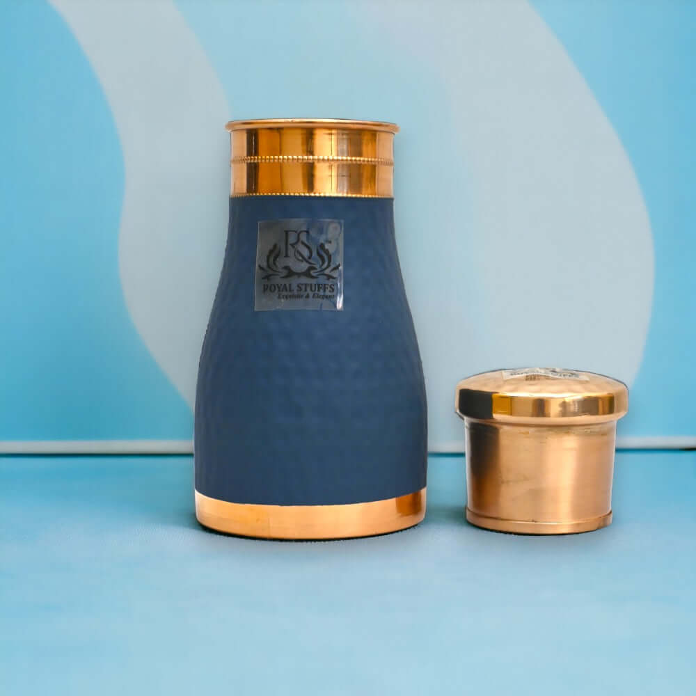 ROYALSTUFFS Water Bottle | Carafe Bottle in Hammered Blue Color 1000 ml Bottle - Royalstuffs.com