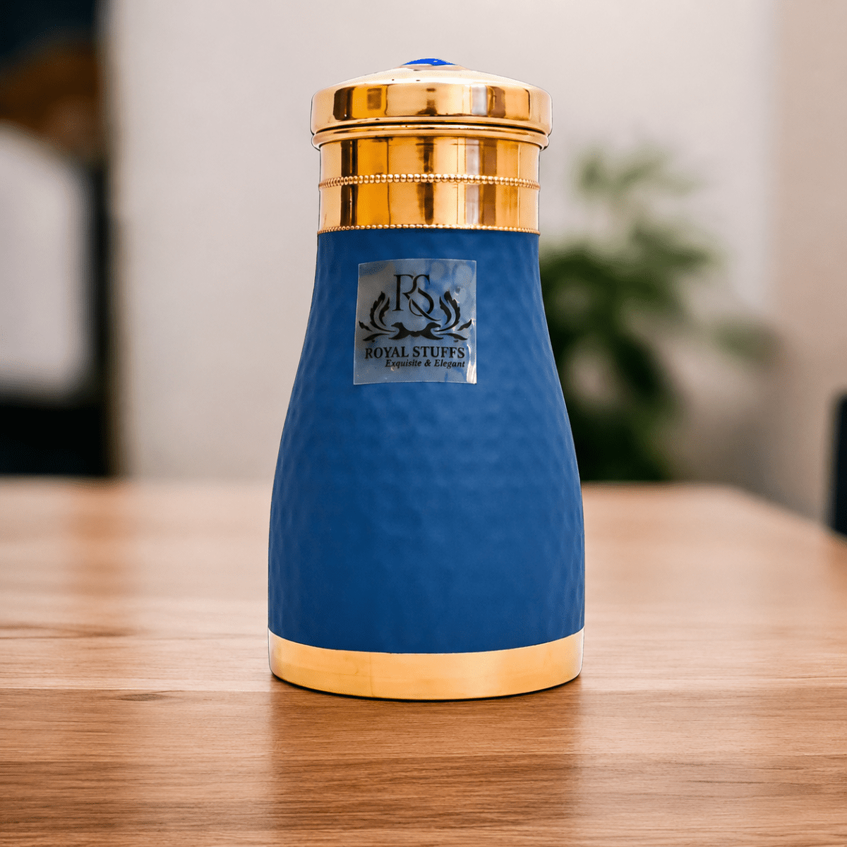 ROYALSTUFFS Water Bottle | Carafe Bottle in Hammered Blue Color 1000 ml Bottle - Royalstuffs.com