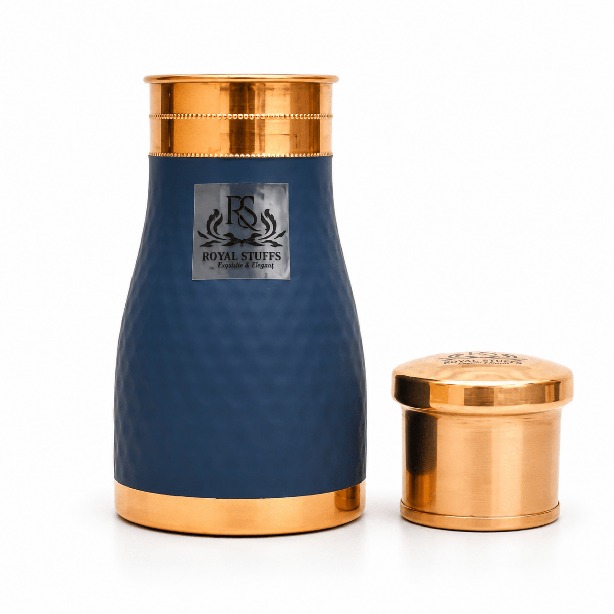 ROYALSTUFFS Water Bottle | Carafe Bottle in Hammered Blue Color 1000 ml Bottle - Royalstuffs.com