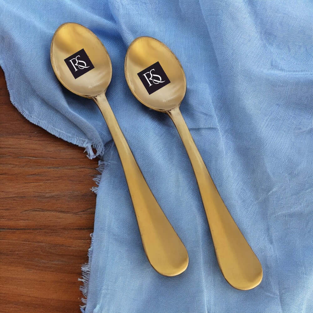 Set of 2 Brass Baby Spoons with Matte Finish Design - Royalstuffs.com