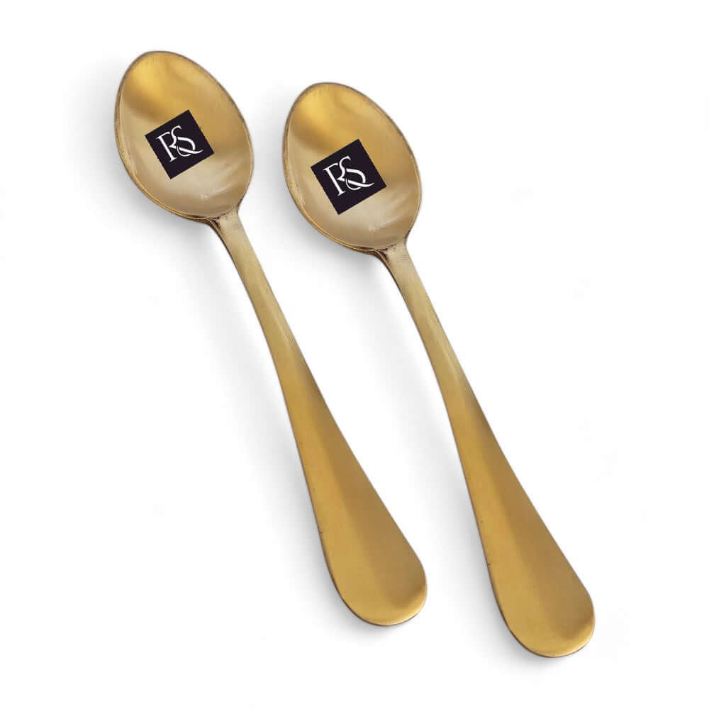 Set of 2 Brass Baby Spoons with Matte Finish Design - Royalstuffs.com