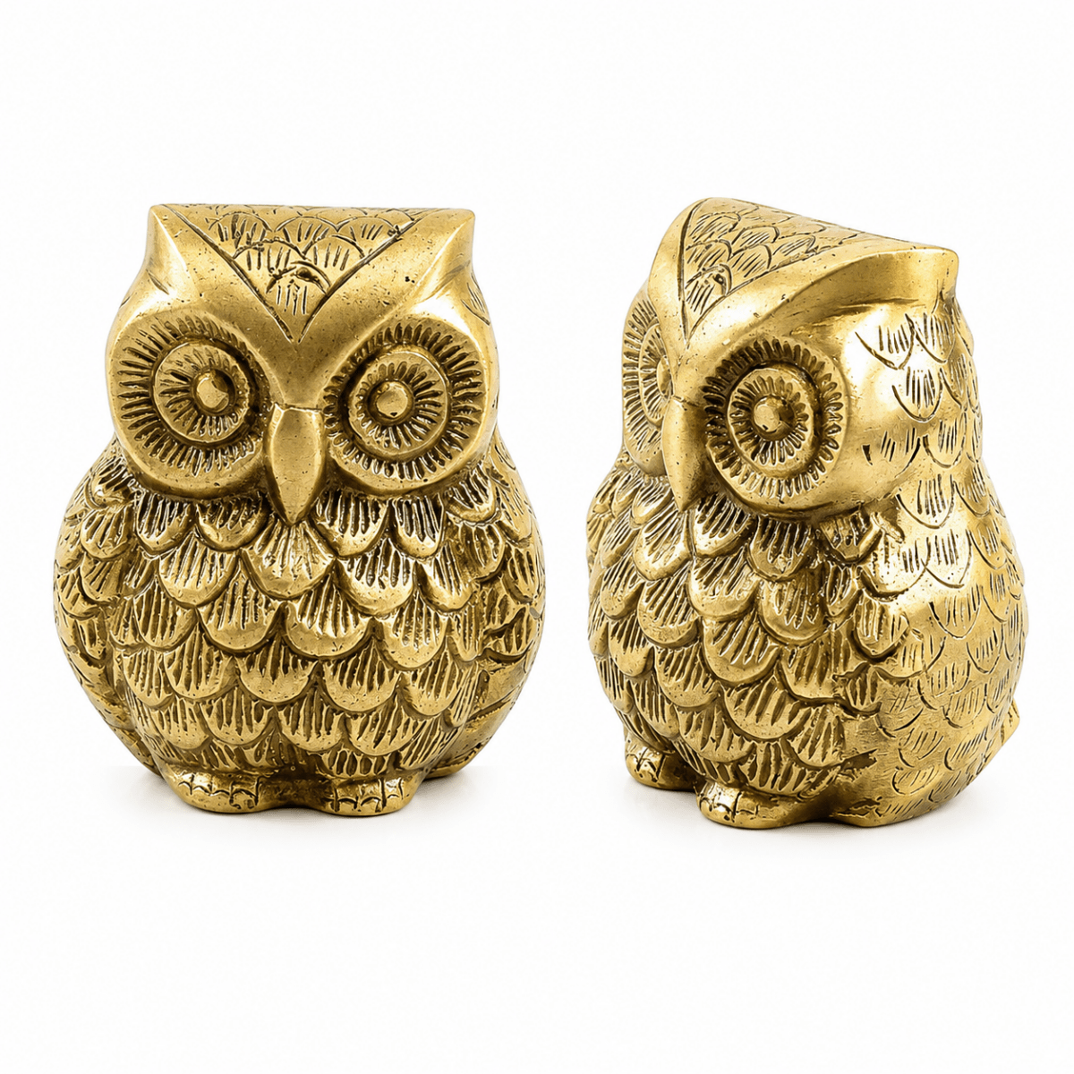 Set of 2 Brass Decorative Owl Showpiece - Royalstuffs.com