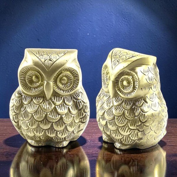 Set of 2 Brass Decorative Owl Showpiece - Royalstuffs.com