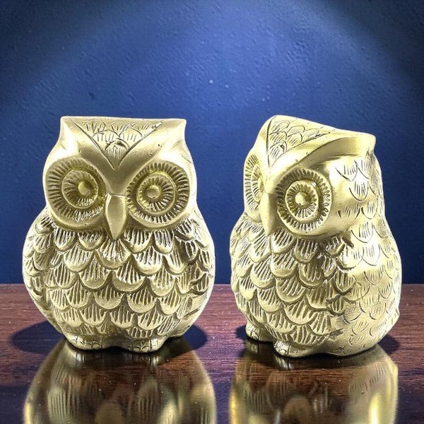 Set of 2 Brass Decorative Owl Showpiece - Royalstuffs.com