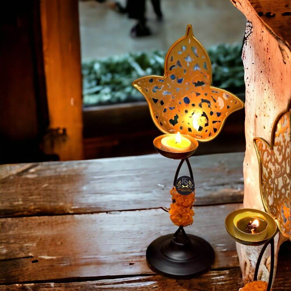 Set of 2 Candle holder 13×6 inch – Black Gold - Royalstuffs.com