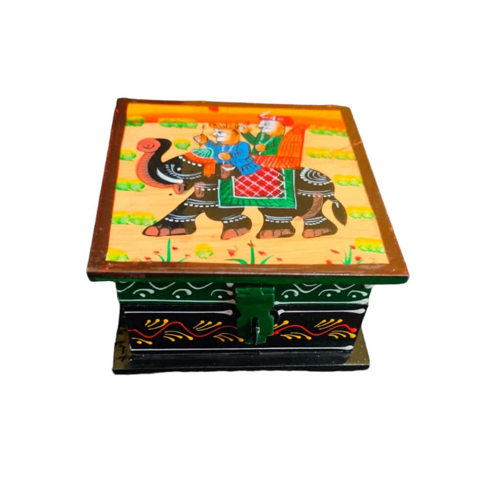 Set Of 2 Multicolor Teak Wood Handcrafted Wooden Box Set, For Home( Weight : 330 Gram) - Royalstuffs.com