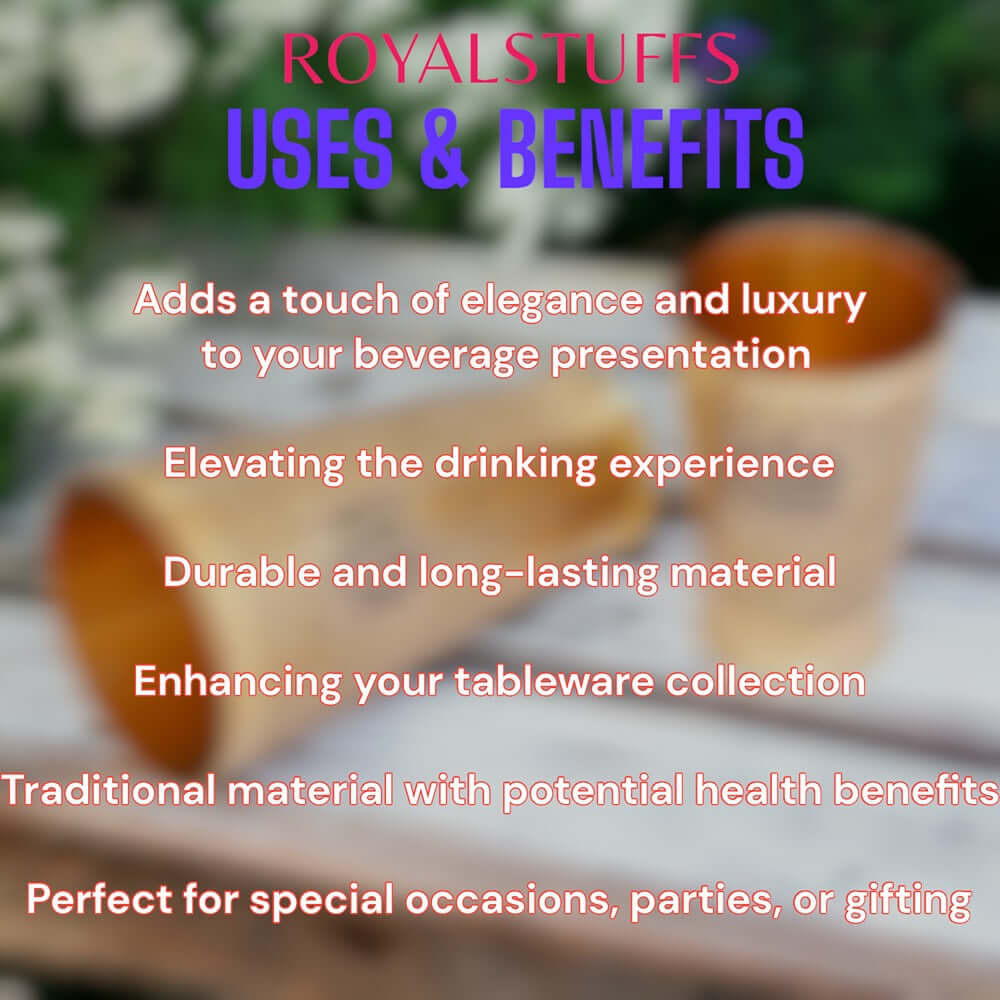 Set of 2 Pure Brass Drinking Glasses (300 ml Each) – Embossed Royal Design - Royalstuffs.com