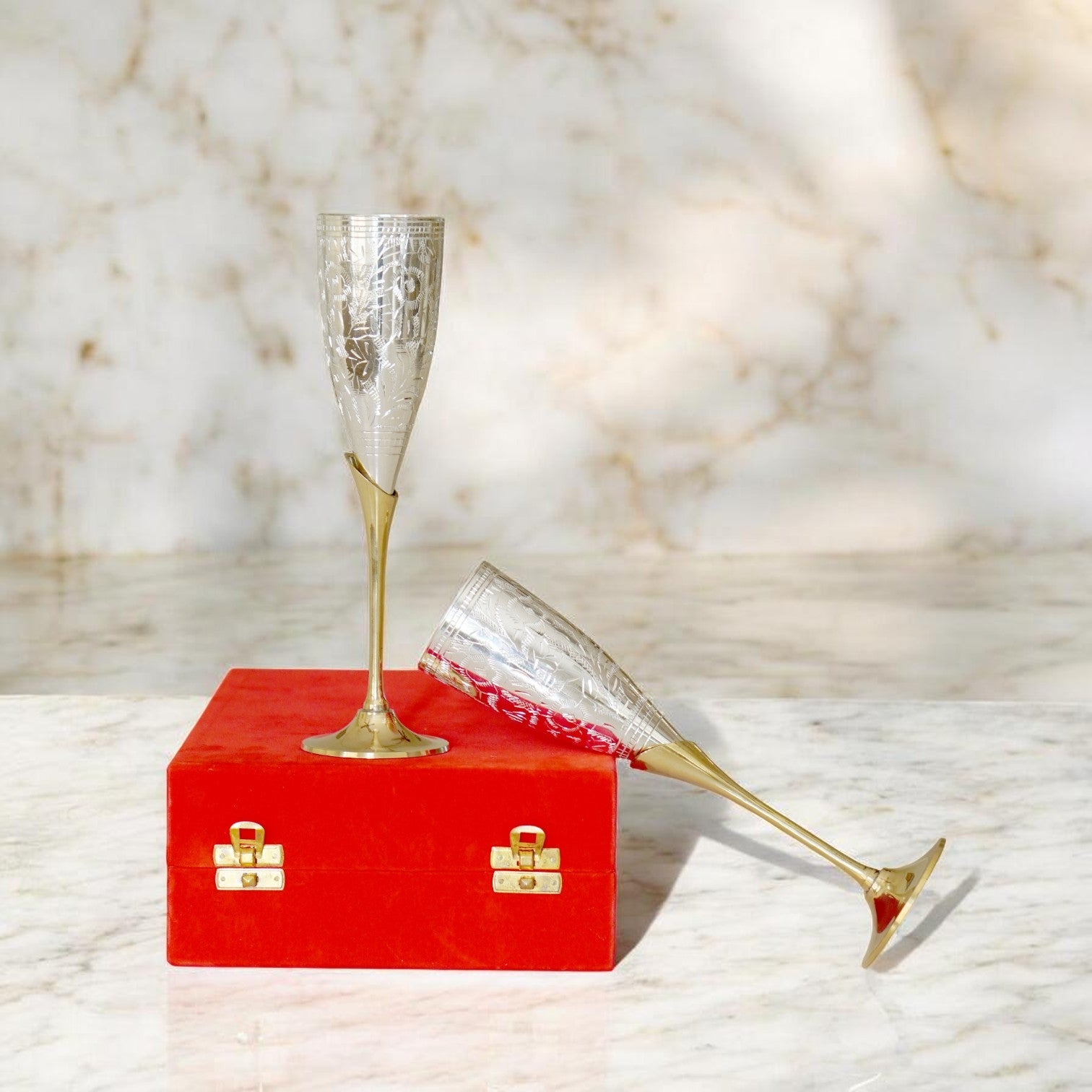 Set of 2 Royal Brass Wine Glasses – Handcrafted Luxury Drinkware - Royalstuffs.com
