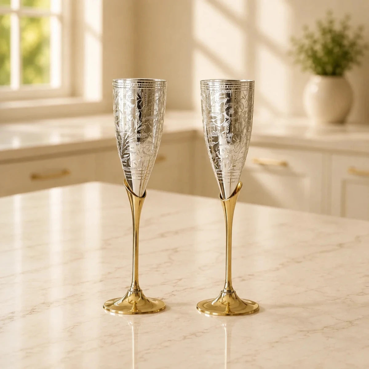 Set of 2 Royal Brass Wine Glasses – Handcrafted Luxury Drinkware - Royalstuffs.com