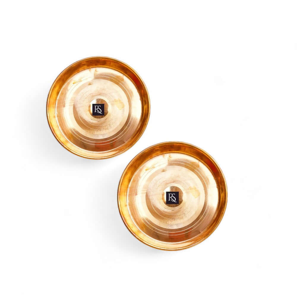 SET OF 2 Traditional Design Pure Copper Plates with Circular Ring Design - 11 Inch Diameter - Royalstuffs.com