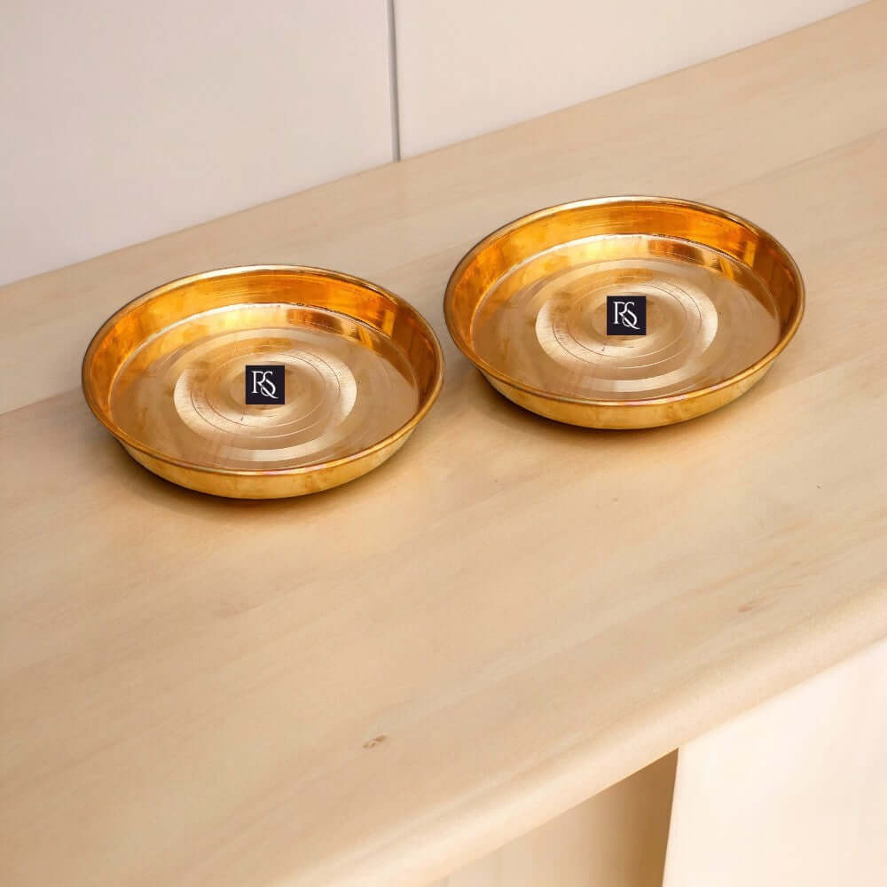 SET OF 2 Traditional Design Pure Copper Plates with Circular Ring Design - 11 Inch Diameter - Royalstuffs.com