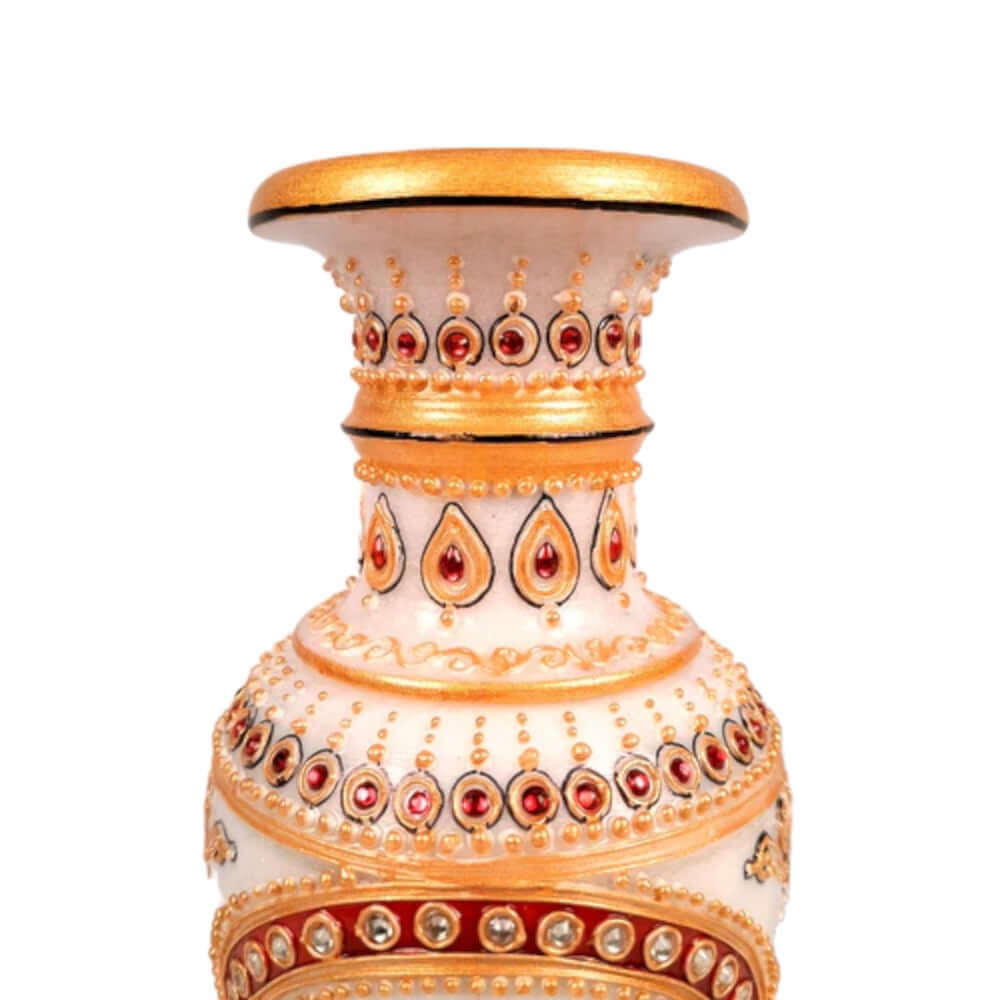 Set Of 2 Vintage,Makrana Marble Vase,Rajasthani Vase,Indian Vase,Marble Vase,Indian Folk Art,Boho Gift,Vase,Bohemian Interiors,Beaded Vase,Elephant Hand Paint Vase - Royalstuffs.com