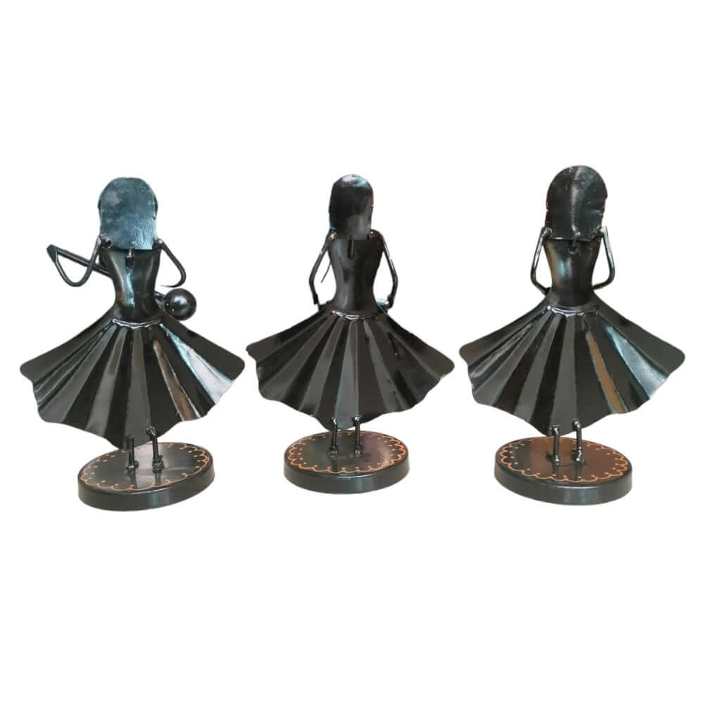 Set of 3 Musician Figurine Showpiece Iron for Shelf Décor & Gifts, 9.5 Inch (Multicolor) - Royalstuffs.com