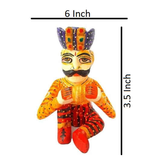 Set of 5 Royal Rajasthani Musician Wooden Showpiece - For Table & Home Decor - 6 Inch - Royalstuffs.com
