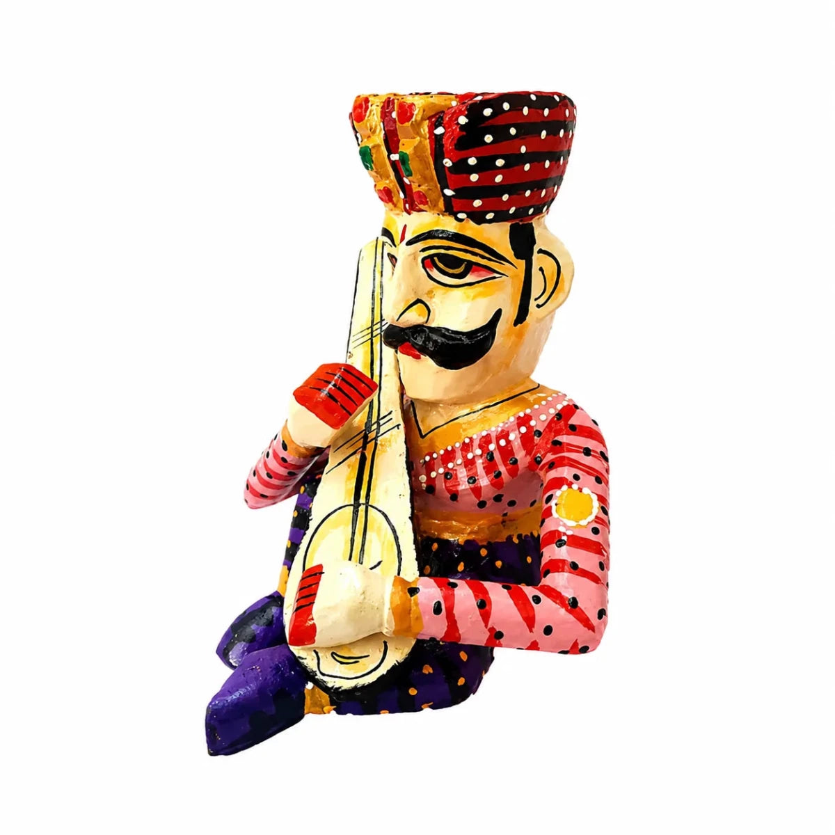 Set of 5 Royal Rajasthani Musician Wooden Showpiece - For Table & Home Decor - 6 Inch - Royalstuffs.com