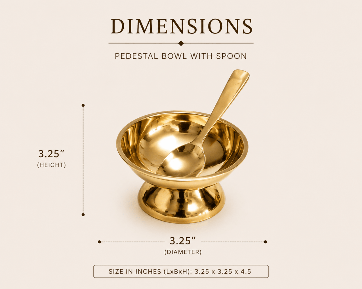 Shine Finish Handmade Pure Kansa Ice Cream Cup with Spoon | Set of 2 | Premium Bronze Dessert Bowl - Royalstuffs.com