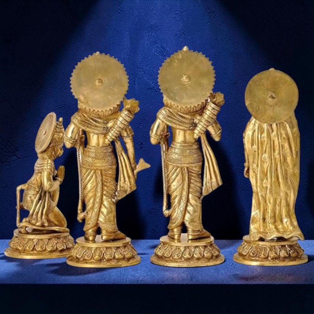 Shri Ram Darbar Brass Statue Set (Rama, Sita, Lakshman, Hanuman),Height:15.5 Inch,Weight:17.7 Kg. - Royalstuffs.com