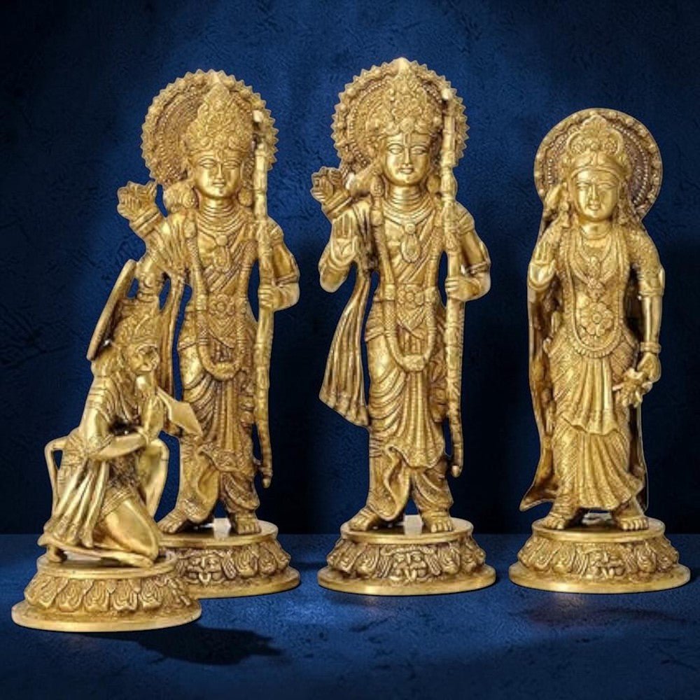 Shri Ram Darbar Brass Statue Set (Rama, Sita, Lakshman, Hanuman),Height:15.5 Inch,Weight:17.7 Kg. - Royalstuffs.com