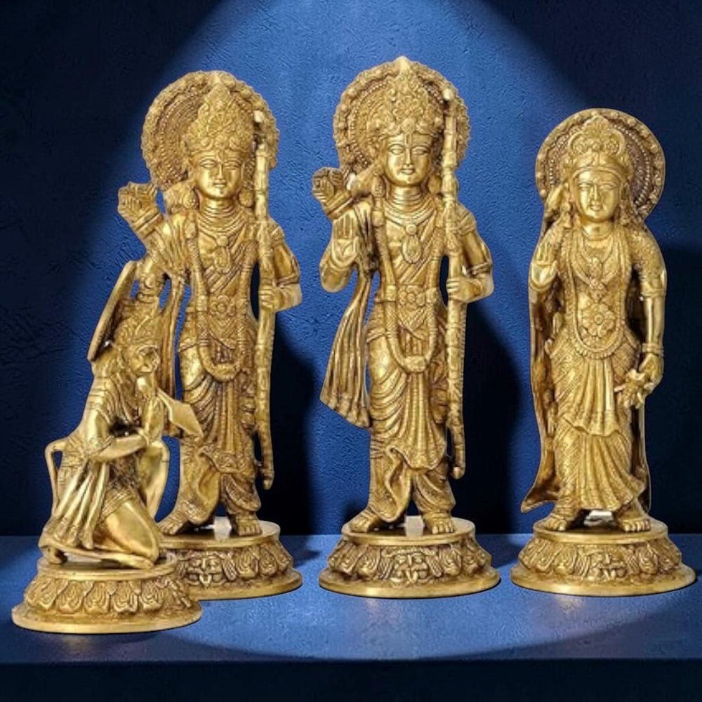 Shri Ram Darbar Brass Statue Set (Rama, Sita, Lakshman, Hanuman),Height:15.5 Inch,Weight:17.7 Kg. - Royalstuffs.com