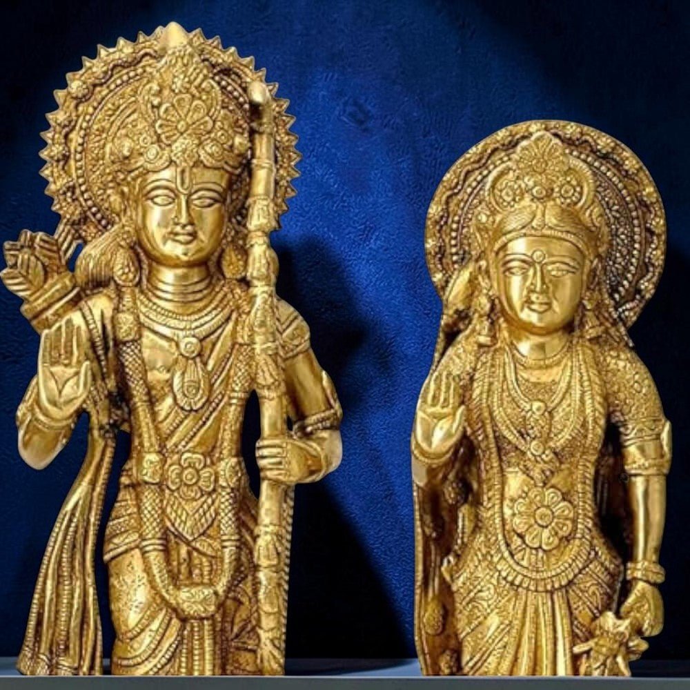 Shri Ram Darbar Brass Statue Set (Rama, Sita, Lakshman, Hanuman),Height:15.5 Inch,Weight:17.7 Kg. - Royalstuffs.com