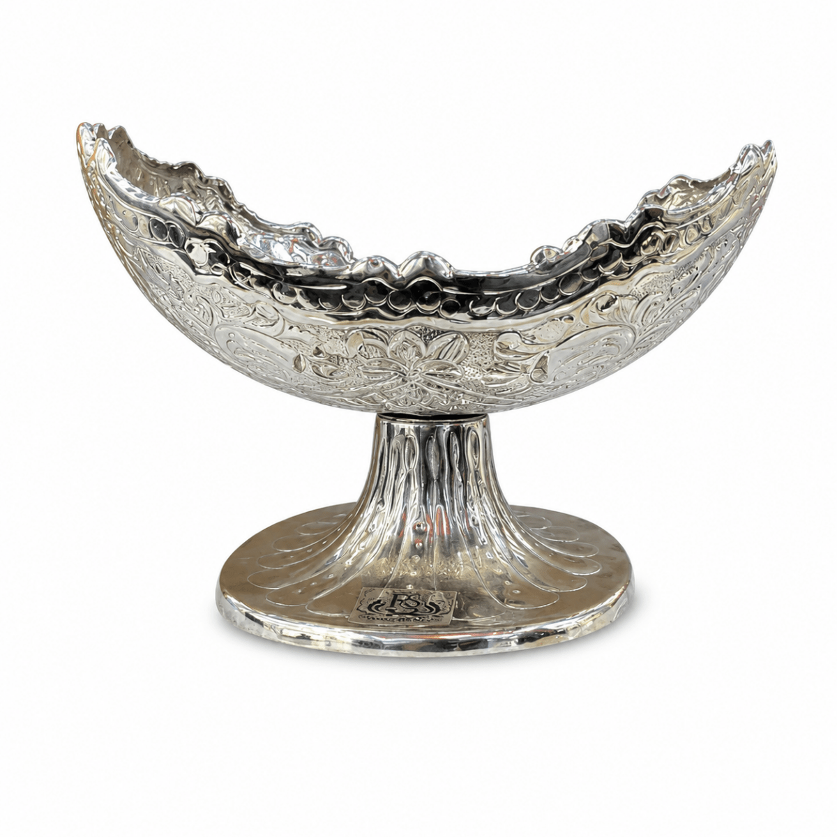 Silver Plated Gift Bowl Carved / Fruit Basket Serving Tray - Royalstuffs.com
