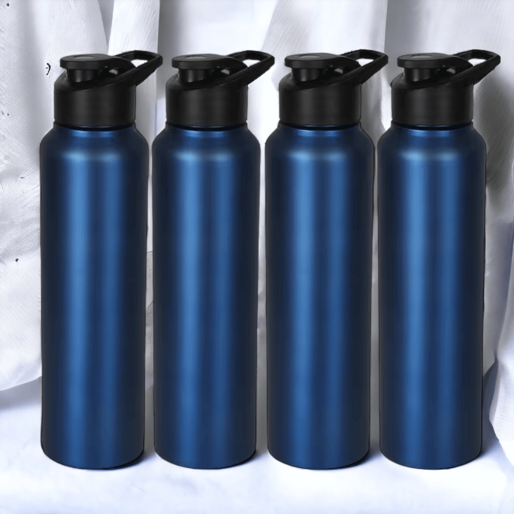 Stainless Steel Sports/Sipper Water Bottle 4000 ml Bottle (Pack of 4, Blue, Steel) - Royalstuffs.com