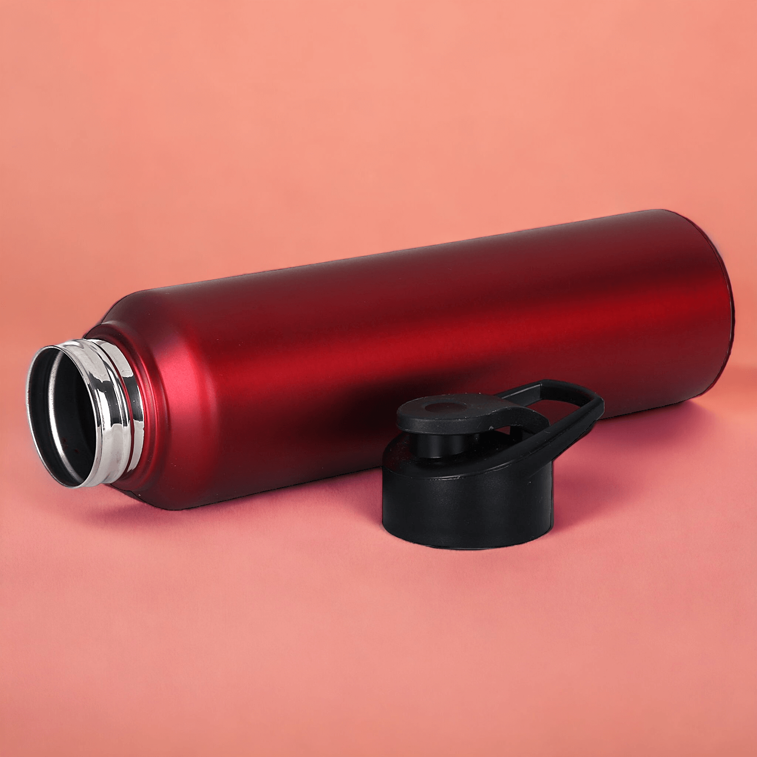 Stainless Steel Sports/Sipper Water Bottle (Set of 4, Red, Chrome) 4000 ml Bottle (Pack of 4, Red, Steel) - Royalstuffs.com