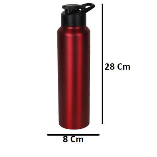 Stainless Steel Sports/Sipper Water Bottle (Set of 4, Red, Chrome) 4000 ml Bottle (Pack of 4, Red, Steel) - Royalstuffs.com