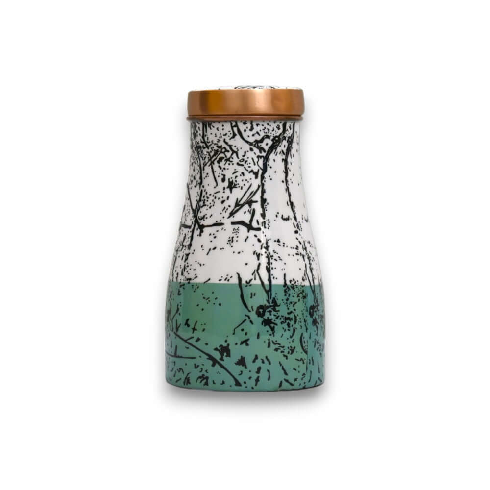Premium 1000 ml Sugar Pot Printed Bedside Carafe Bottle with Inbuilt Glass for Bedroom and Home Use