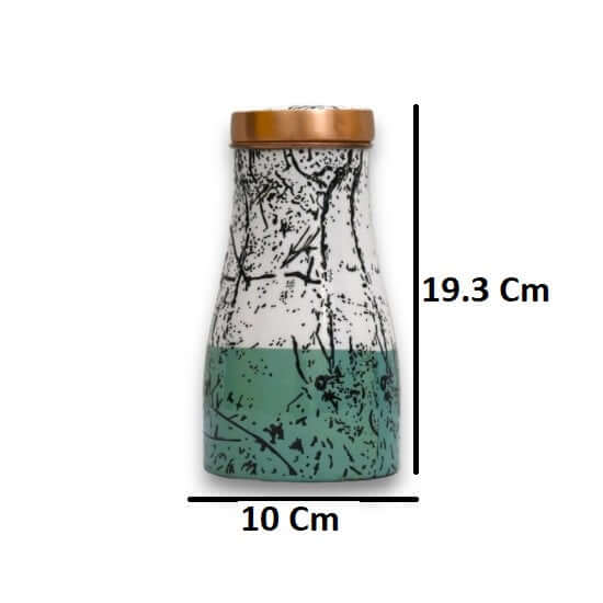 1000 ml Sugar Pot Printed Bedside Carafe Bottle Showing Product Dimensions and Aqua White Finish