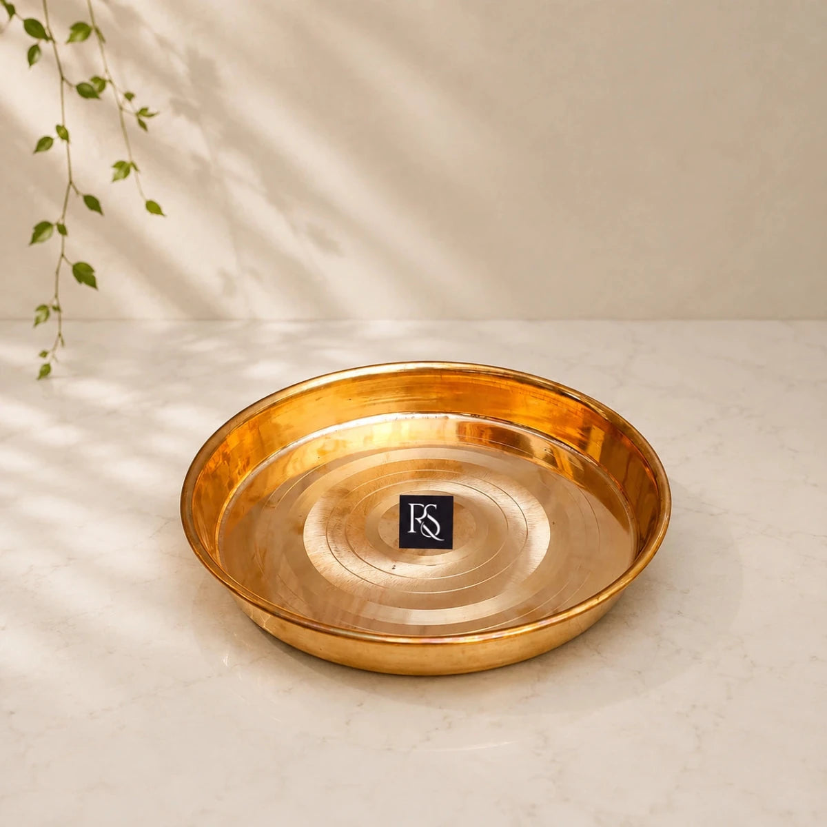Traditional Design Pure Copper Plate with Circular Ring Design -10 inch Diameter - Royalstuffs.com