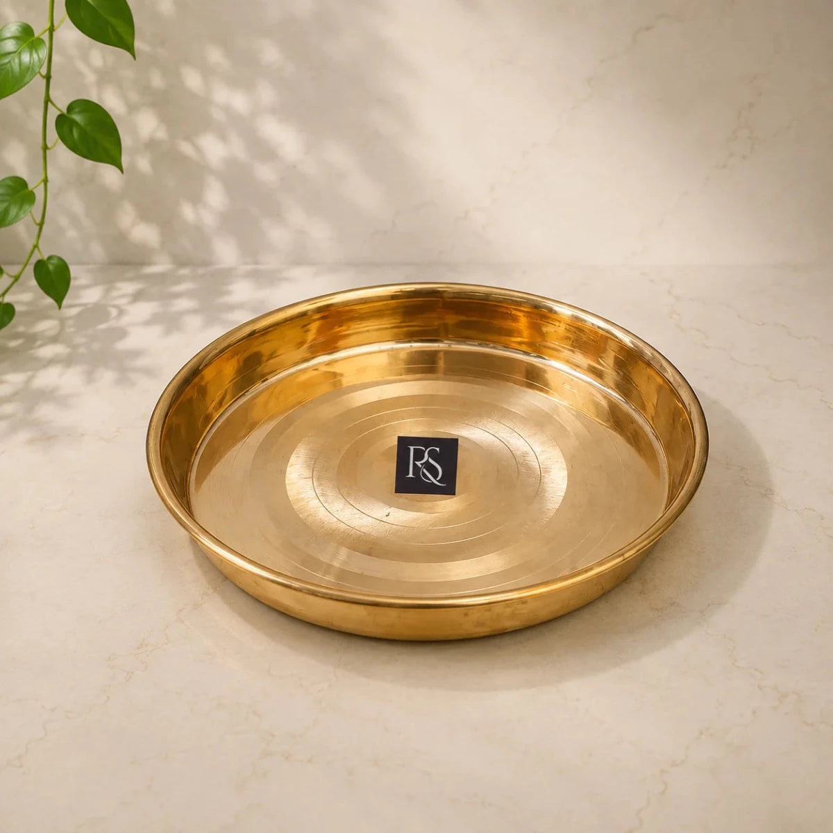 Traditional Design Pure Copper Plate with Circular Ring Design - 9-inch Diameter - Royalstuffs.com