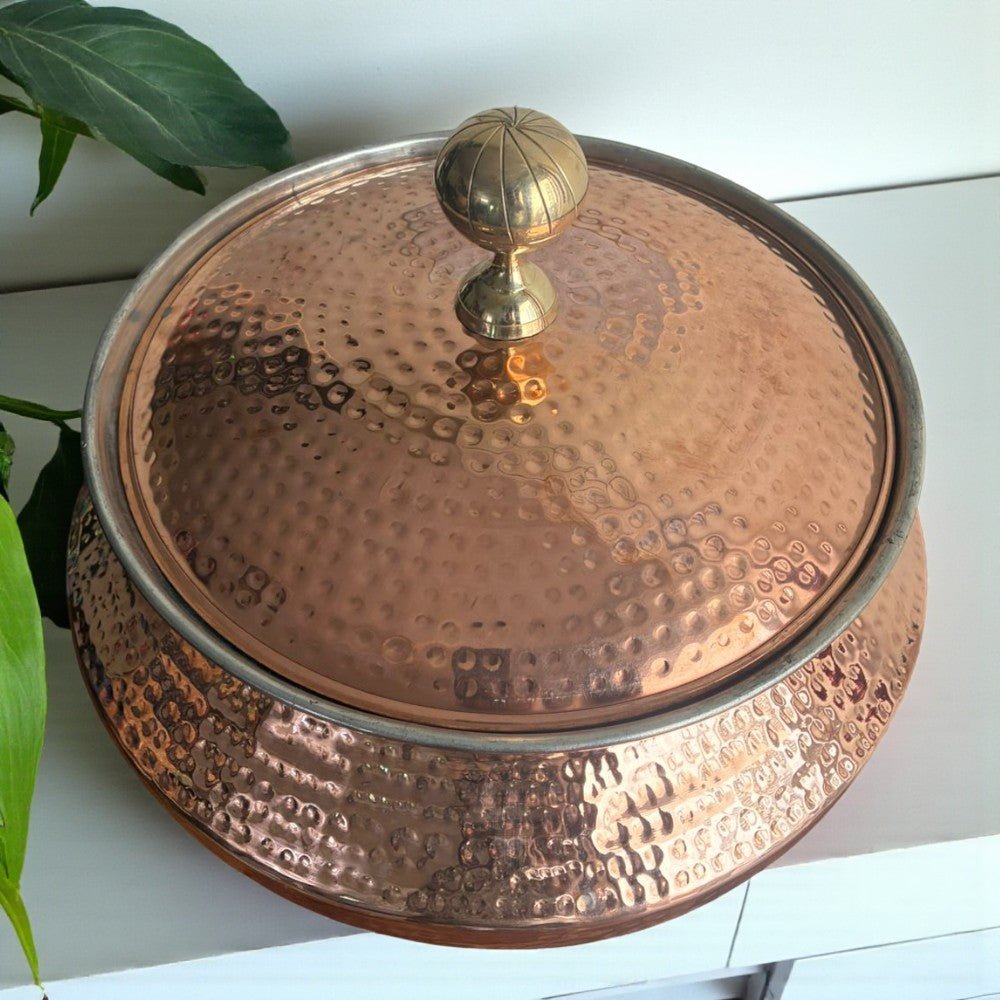 very heavy Pure Copper Handi / Degchi with Lid – 15L (15000ml) | Tin Lining Inside | Heavy-Duty Cookware & Serveware for Home, Hotel & Restaurants - Royalstuffs.com