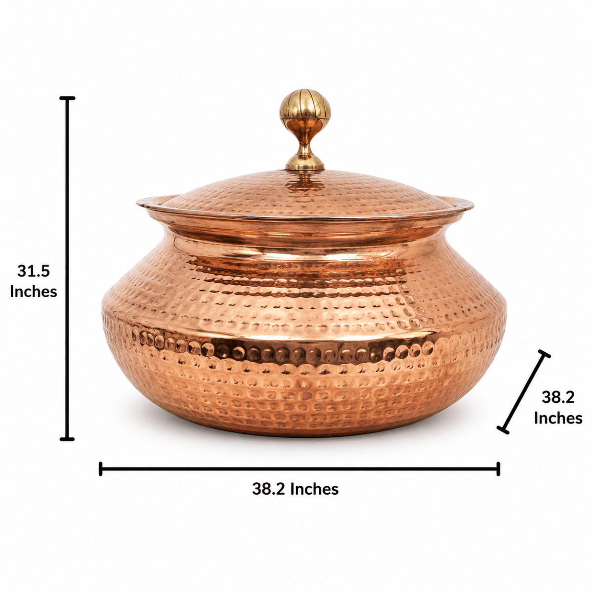very heavy Pure Copper Handi / Degchi with Lid – 15L (15000ml) | Tin Lining Inside | Heavy-Duty Cookware & Serveware for Home, Hotel & Restaurants - Royalstuffs.com