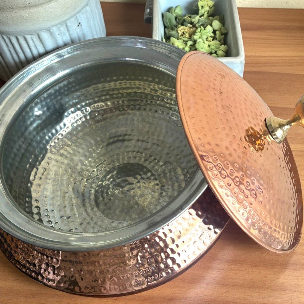 very heavy Pure Copper Handi / Degchi with Lid – 15L (15000ml) | Tin Lining Inside | Heavy-Duty Cookware & Serveware for Home, Hotel & Restaurants - Royalstuffs.com