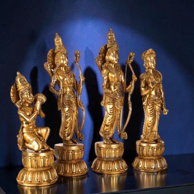 Very Huge and Heavy Brass Ram Darbar Murti Rama Sita Lakshman Hanuman Statue - Royalstuffs.com