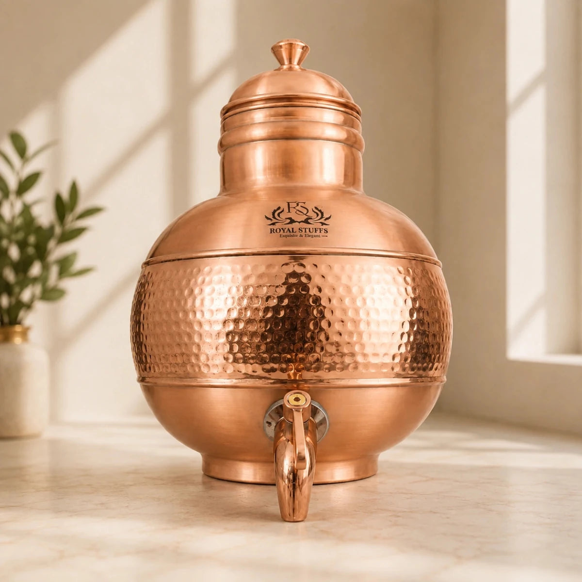 Vintage Copper Water Pot with Brass Spout - 5L (2.4 lbs) - Royalstuffs.com