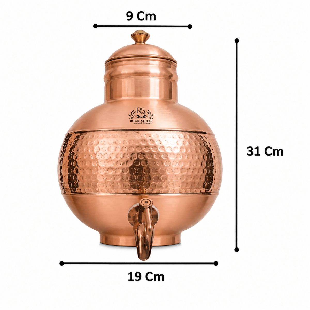 Vintage Copper Water Pot with Brass Spout - 5L (2.4 lbs) - Royalstuffs.com
