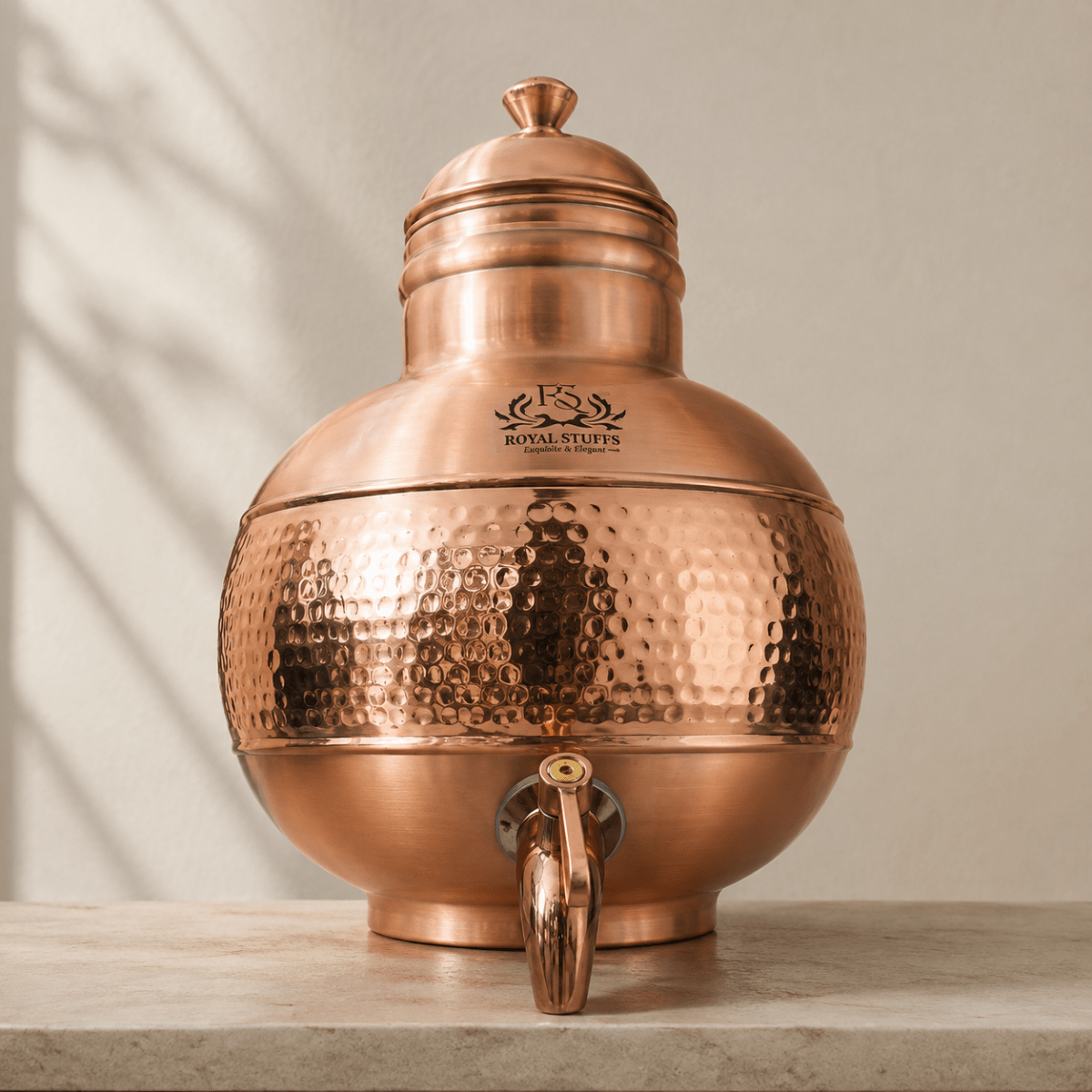 Vintage Copper Water Pot with Brass Spout - 5L (2.4 lbs) - Royalstuffs.com